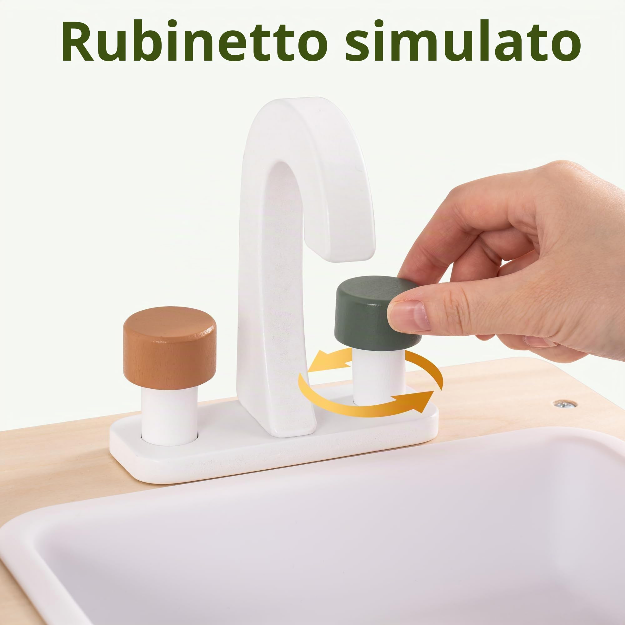 ROBUD Cucina Giocattolo in Legno per Bambini 2-6 Anni - Regalo con Accessori per Ragazze e Ragazzi