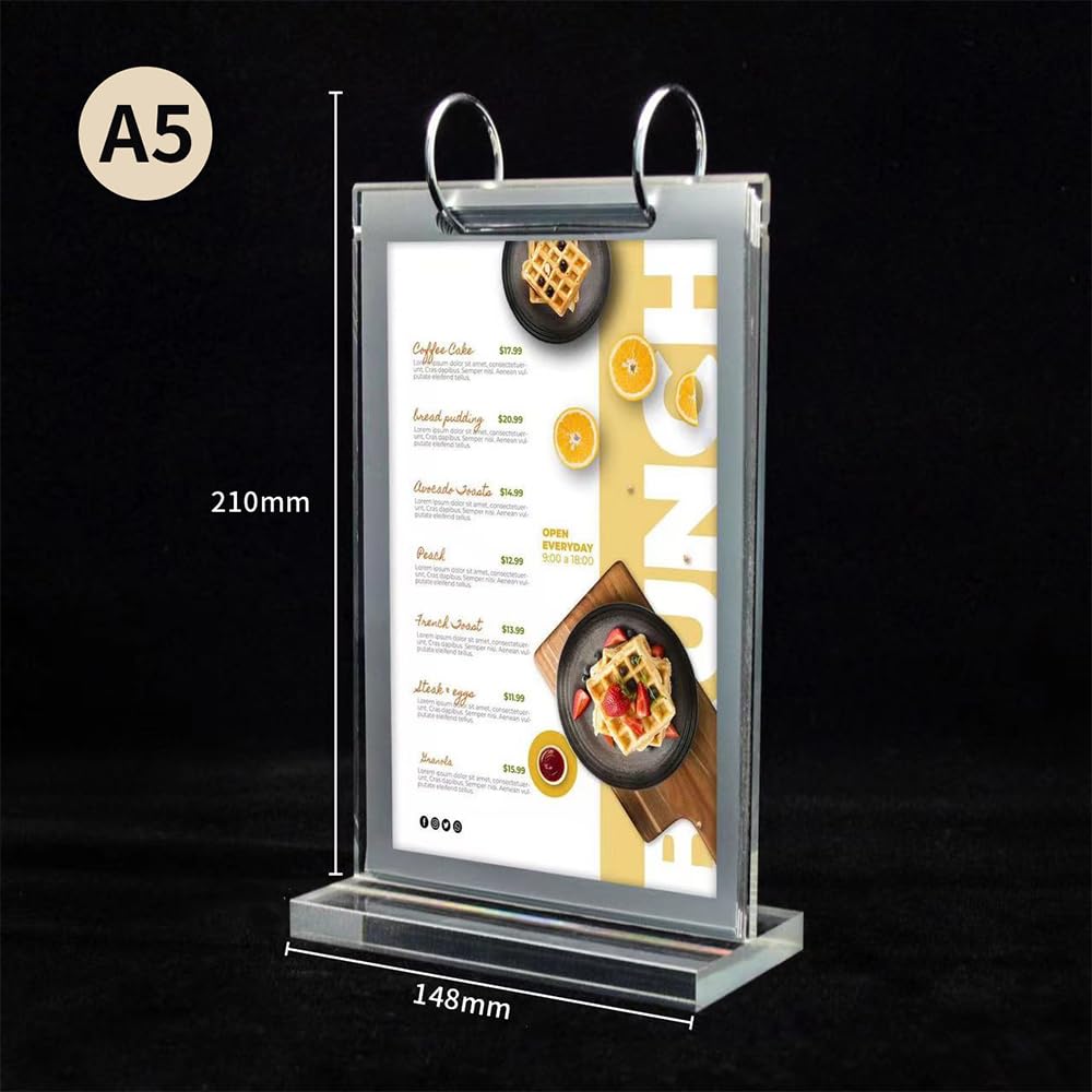 Présentoirs De Table Acrylique A5 BYZESTY - Lot De 6 Supports Transparents Double Face Pour Menus Et Flyers