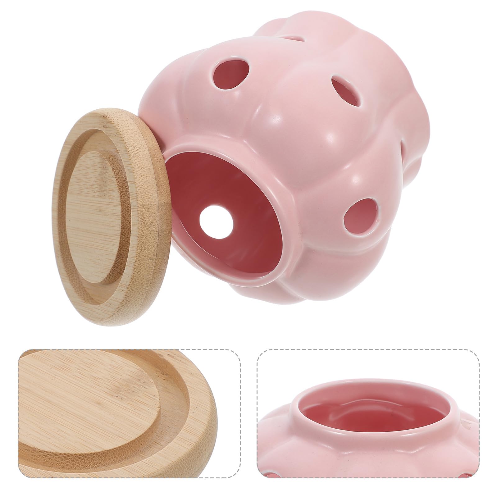 OSALADI Recipiente de Cerámica Tapa Ventilada Gran Capacidad Fácil de Limpiar para Almacenamiento de Ajo y Jengibre Adecuado para Accesorios de Cocina Hogar
