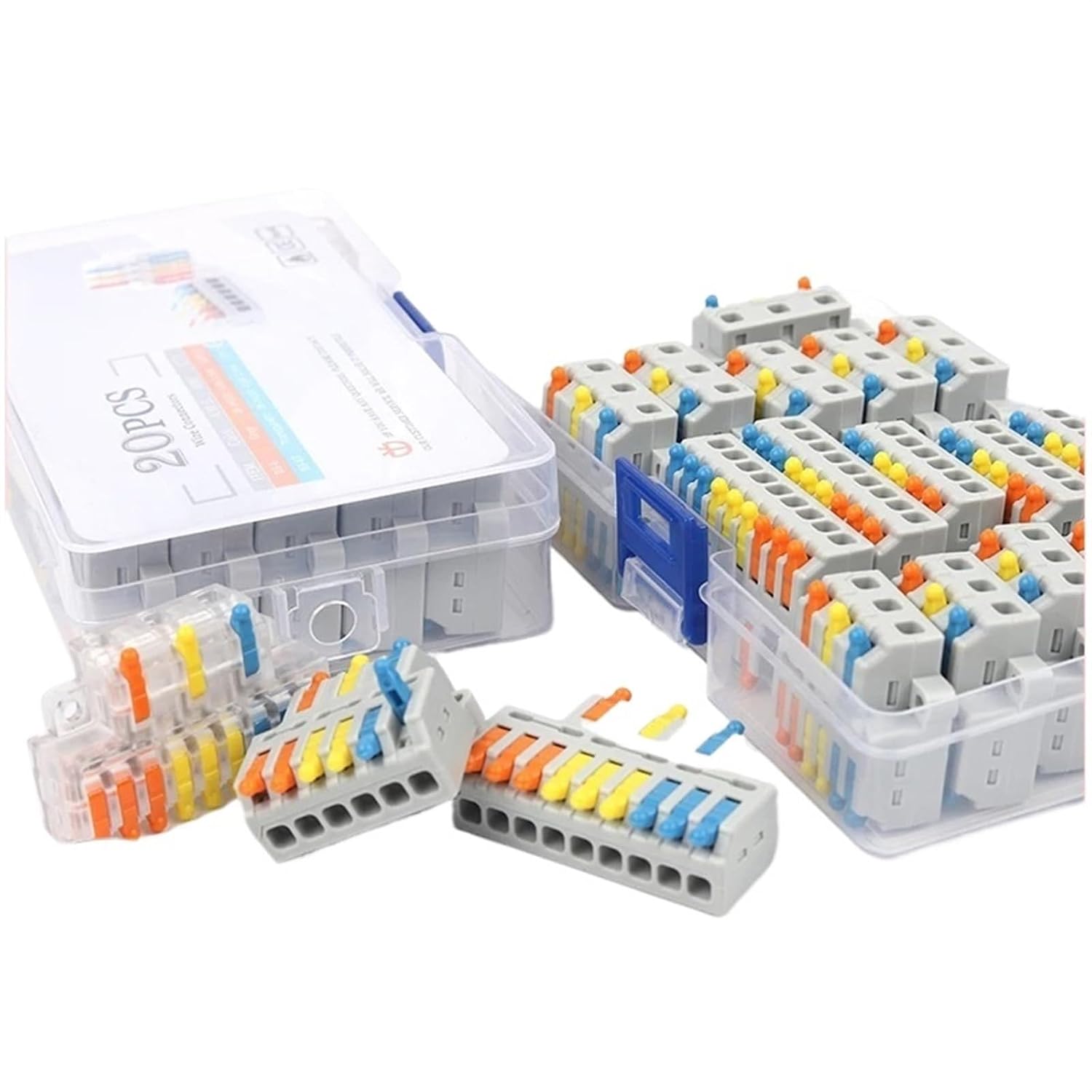 Combination Set of Quick Terminal Blocks 3 in 6 Out 3 in 9 Out 14/16/20 PCS Wire Connector(组合54PCS全透-B)