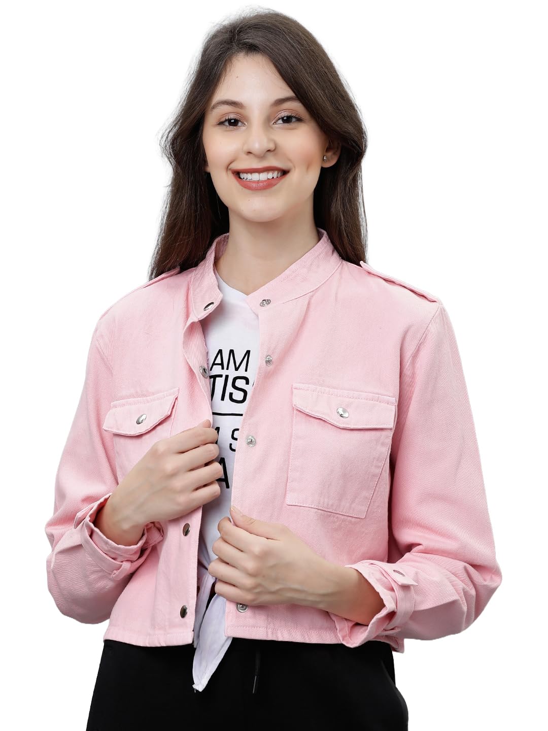 Tokyo Talkies Crop Denim Jacket in blue