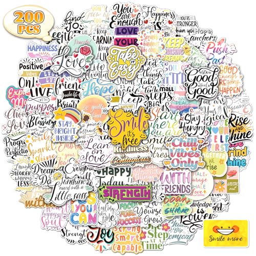 HomSeon 200PCS Motivational Stickers, Inspirational Stickers for Kids Teens Students Teachers, Vinyl Positive Affirmation Decals for Water Bottles Vision Boards Laptops