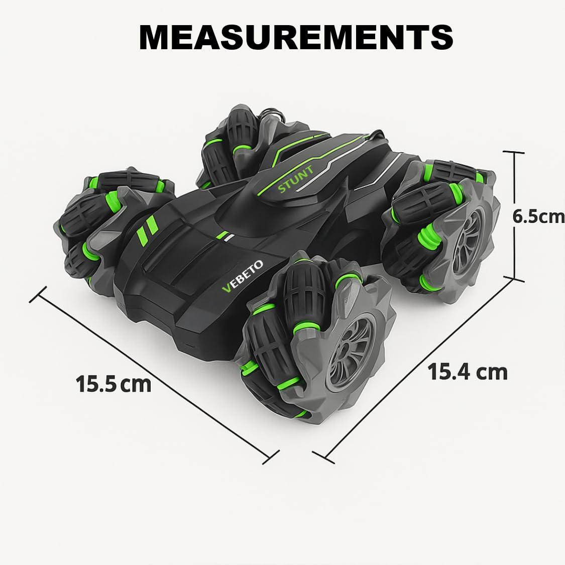 VEBETO Remote Control Drift Stunt Car Toy | 1 Year Warranty | 4x4 RC Car for Kids & Adult | High Speed Racing Car | Omni-Directional Wheels | 360° Rotation | Double Sided Driving | RGB Lights Music — Amazon image 8