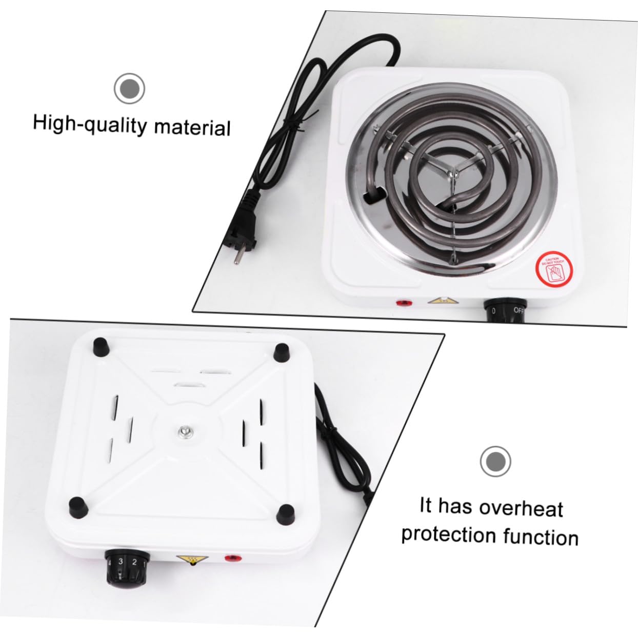 Estufa Eléctrica Pequeña de 1000w Protección contra Sobrecalentamiento y Diseño Antivibración para Cocinar y Uso Doméstico