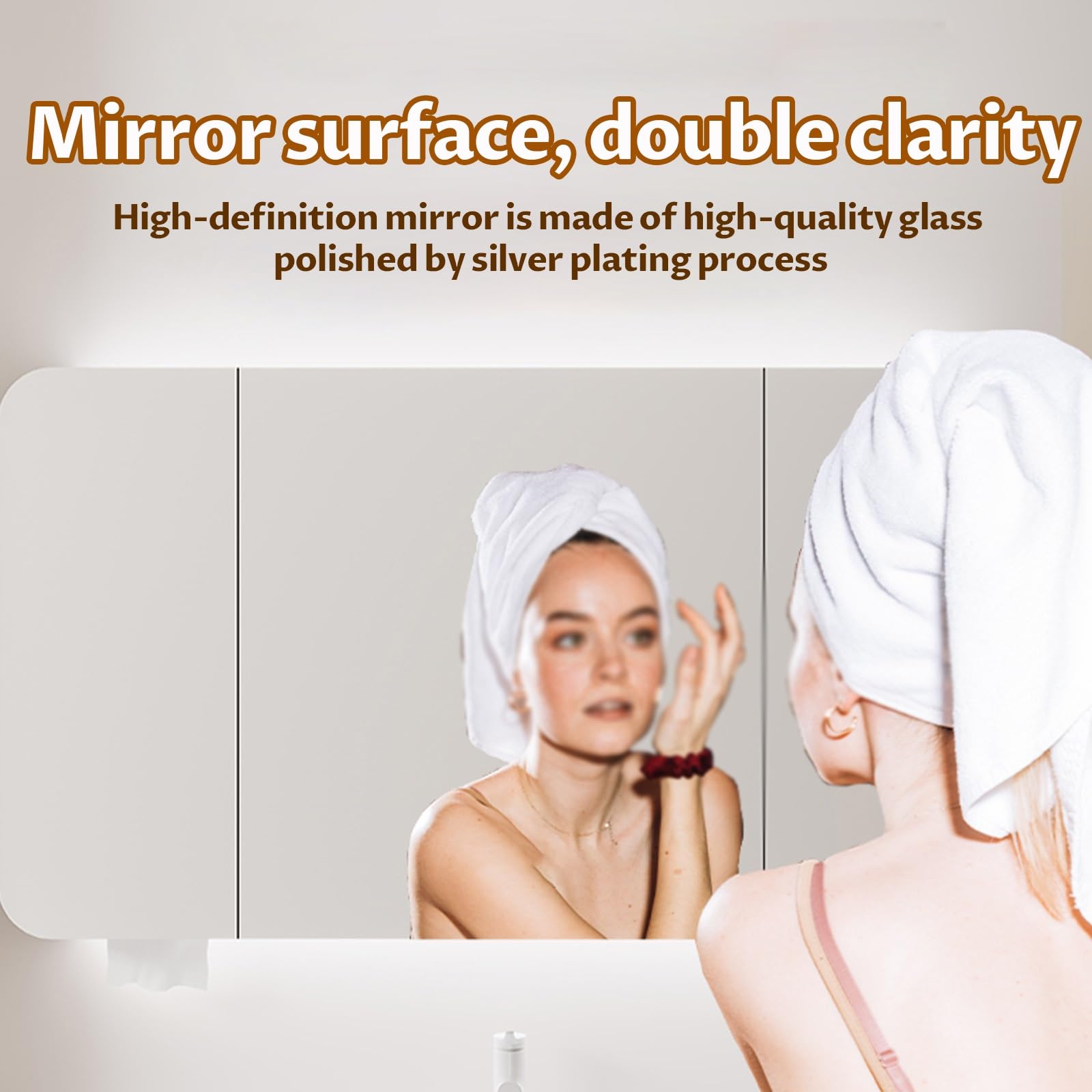 Armario con Espejo de baño,Mobile a Specchio per Bagno Armadietto da Parete,Divisorio portaoggetti, mensola, impermeabile, elegante(60cm/23.6in)