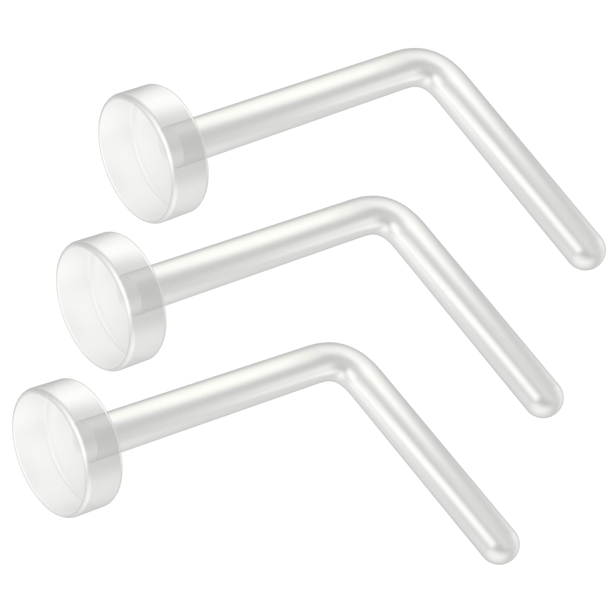 D.Bella Piercing da naso e anelli in acrilico trasparente, 20 g, bioflex, a forma di L, per uomini e donne D.Bella Piercing da naso e anelli in acrilico trasparente, 20 g, bioflex, a forma di L, per uomini e donne