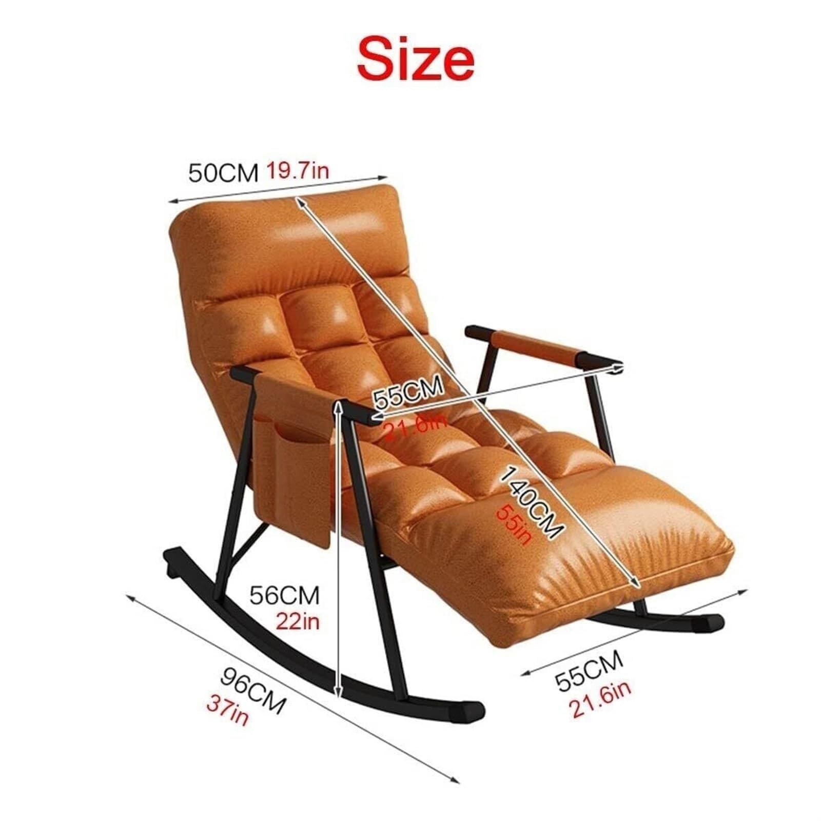 Sedia a Dondolo per Interni, in Tessuto Tecnico Impermeabile, reclinabile, Moderna Camera da Letto, Soggiorno, Poltrona con Schienale Regolabile, divani Singoli per Lettura, Salotto, Balcone