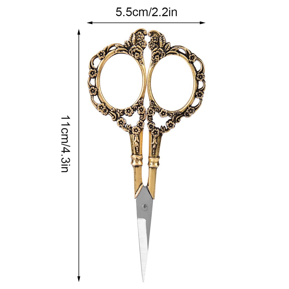 Forbici Ricamo Vintage Con Motivo Floreale Oro - Acciaio Inossidabile, 11 Cm, Per Cucito E Artigianato - 2