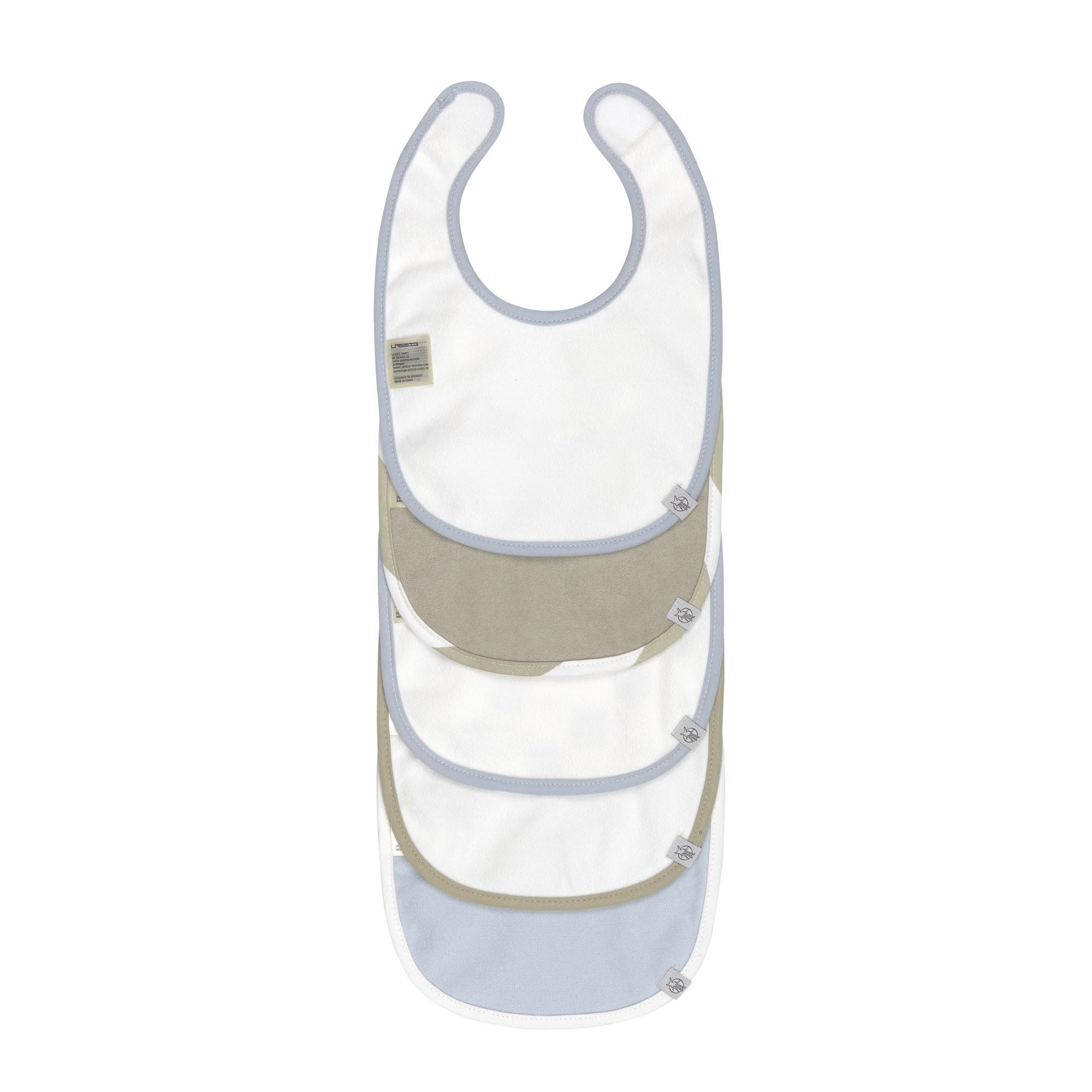 LÄSSIG Set di bavaglini per bambini (5 pezzi) con chiusura a velcro in cotone impermeabile/Value Pack Bib Happy Fruits light blue light khaki