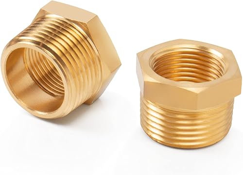 Reductor de latón, buje hexagonal roscado, adaptador de montaje de extensión resistente (34 macho NPT x 12 hembra NPT, 2)