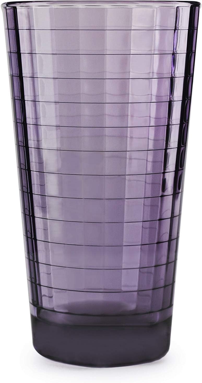 Emenest Plum Cooler Drinking Glasses (Set of 4) | 17-oz Real Glassware with Heavy Base | 4 Highball Drinkware Tumbler Set For Water, Whiskey, Cocktails | Best Kitchen Gift