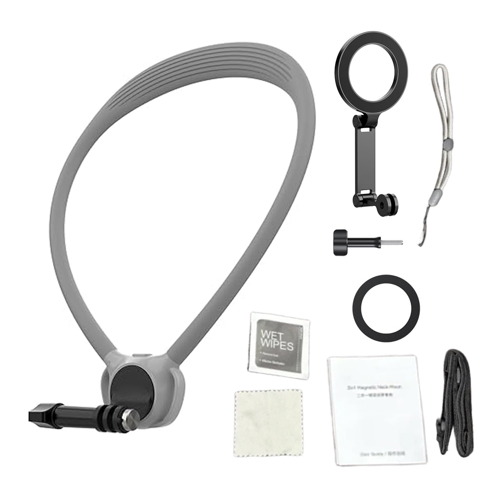 Sxhlseller Soporte Magnético para Teléfono con Cuello para Grabación, Soporte para Teléfono POV Manos Libres con Correa Ajustable, para Móvil con para Cuello para