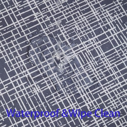 Image of Heavy Duty Vinyl Tablecloth with Flannel Backing Waterproof Oil-Proof Plastic Table Cloth Stain-Resistant Wipeable Rectangle or Square Table Cover for Indoor and Outdoor (Blue Striped,54x54 Inch)