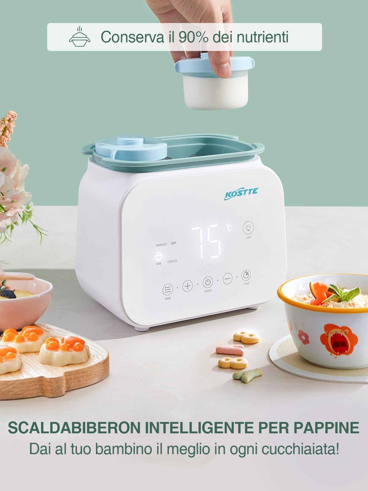 Scaldabiberon Riscaldamento rapido 10-in-1, Scaldabiberon Scaldabaschette per bambini, Scaldabiberon Elettrico Display a LED per Biberon Temperatura Scaldalatte Formula Riscaldamento Pappe Casa