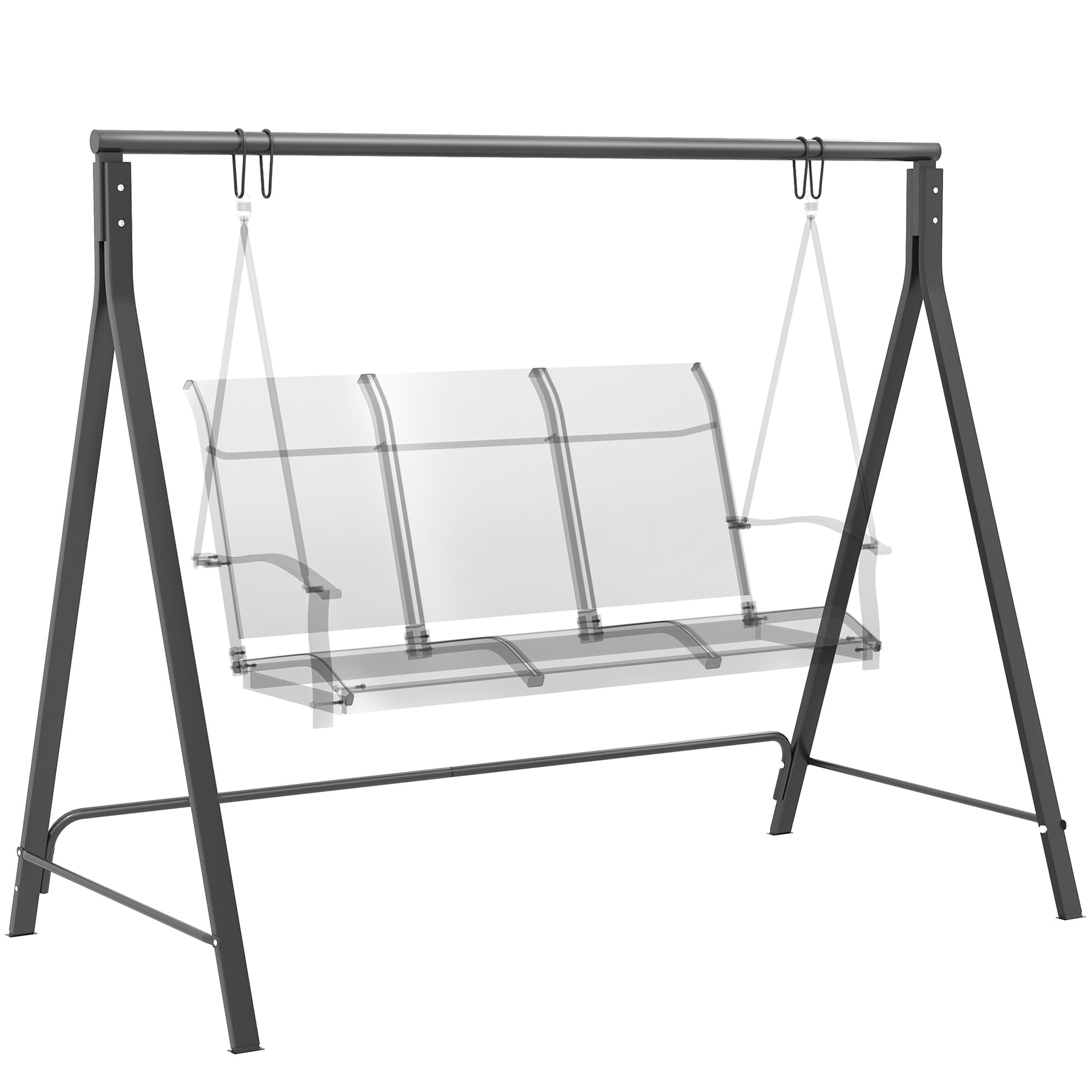 Outsunny Metal Porch Swing Stand, Heavy Duty Swing Frame, Hanging Chair Stand Only, 528 LBS Weight Capacity, for Backyard, Patio, Lawn, Playground, Black