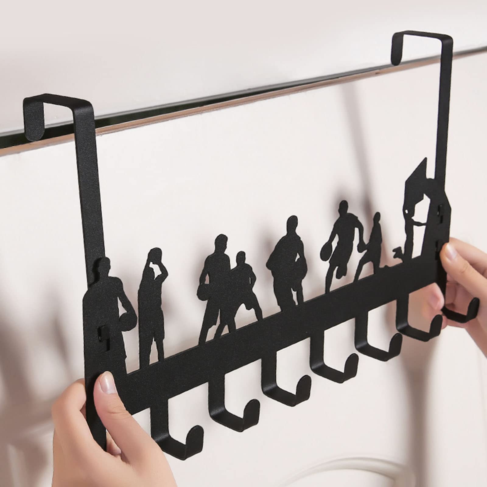 Türhaken Edelstahl, Türgarderobe mit 8 Haken, Cartoon Türhaken Zum Einhängen - Tragfähigkeit bis 8,5 kg - Kleiderhaken Tür für Badezimmer Türhakenleiste Moderne Türhänger (40CM,2C)