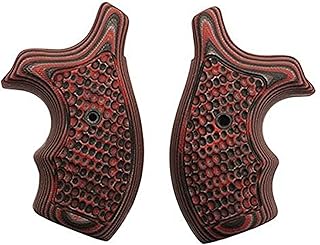 Hogue 61639 S&W J Frame Round Butt Grip, Bantam Piranha G-10 G-Mascus Red Lava
