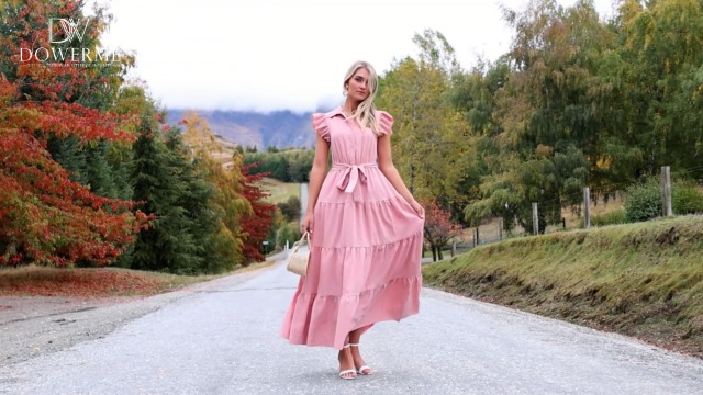 dowerme Women's Summer Casual Dresses 2026 Cap Ruffle Sleeve V