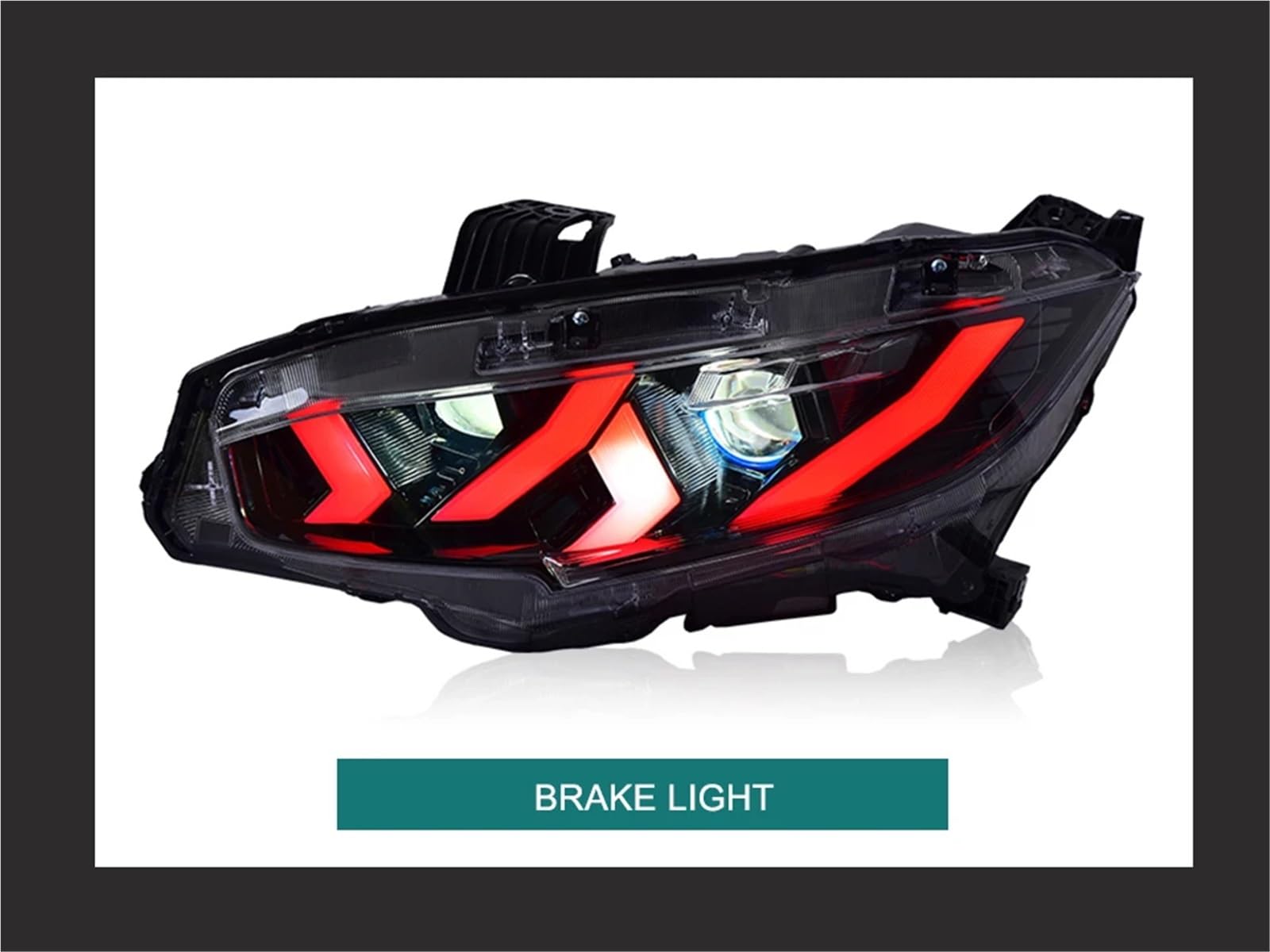 Gruppo Ottico Anteriore per Auto Civic X 2016-2021, fari Plug And Play con luci diurne a (DRL) e indicatori di direzione, 1 Coppia di fari Anteriori (DRL Rossi).
