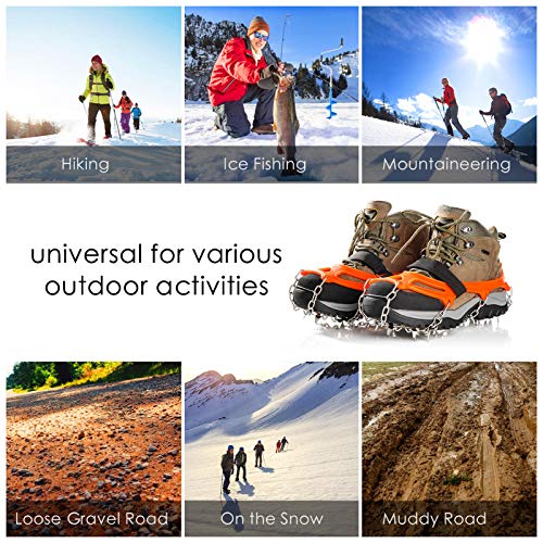 Crampons-Ice-Cleats-Traction-Snow-Grips-for-Boots-Shoes-Women-Men-Kids-Anti-Slip-19-Stainless-Steel-Spikes-Safe-Protect-for-Hiking-Fishing-Walking-Climbing-Mountaineering