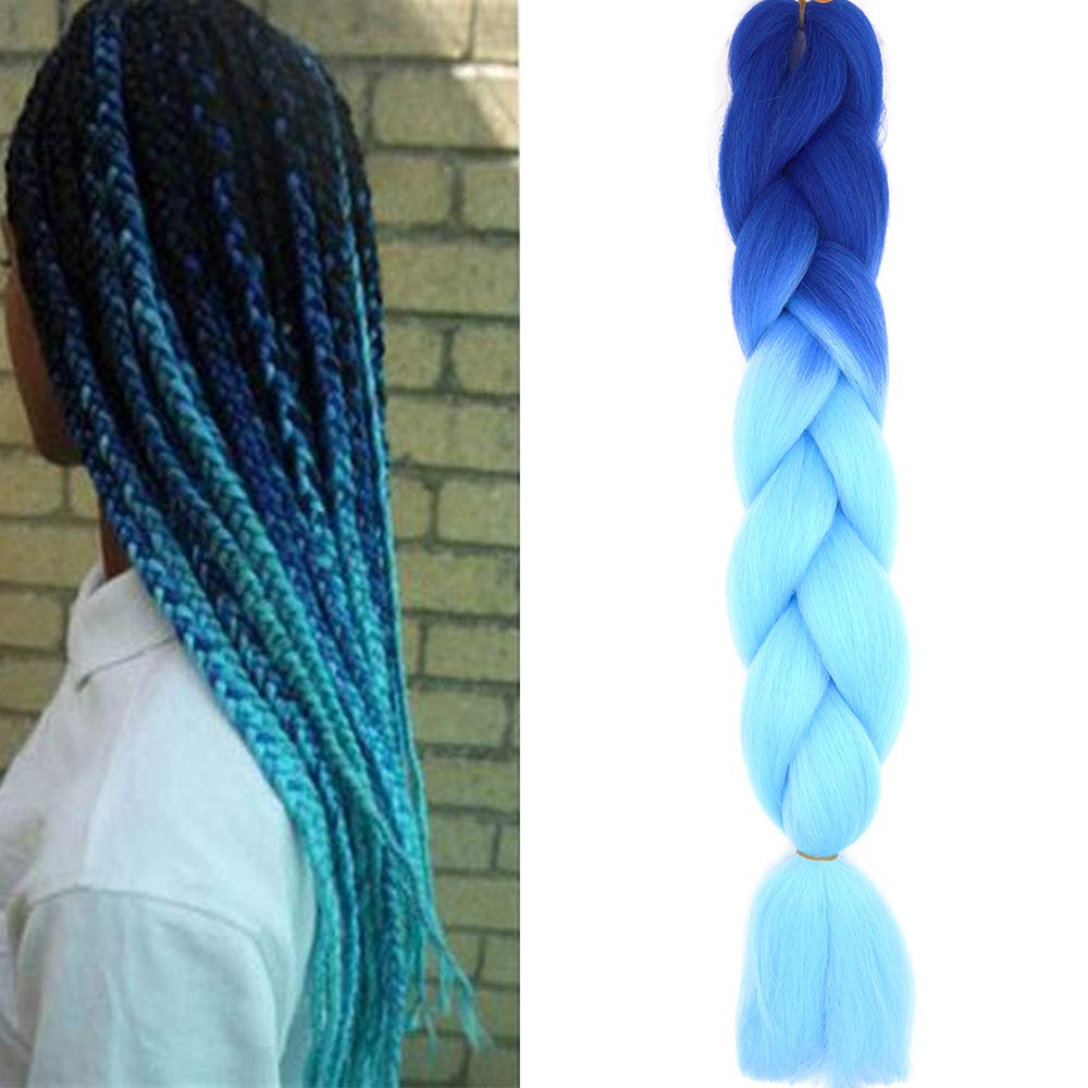 24inch Jumbo Braids Hair Extensions Ombre Braiding Hair Synthetic 3Pieces/lot Crochet Twist High Temperature African Box Braids, Sapphire Blue — view 65