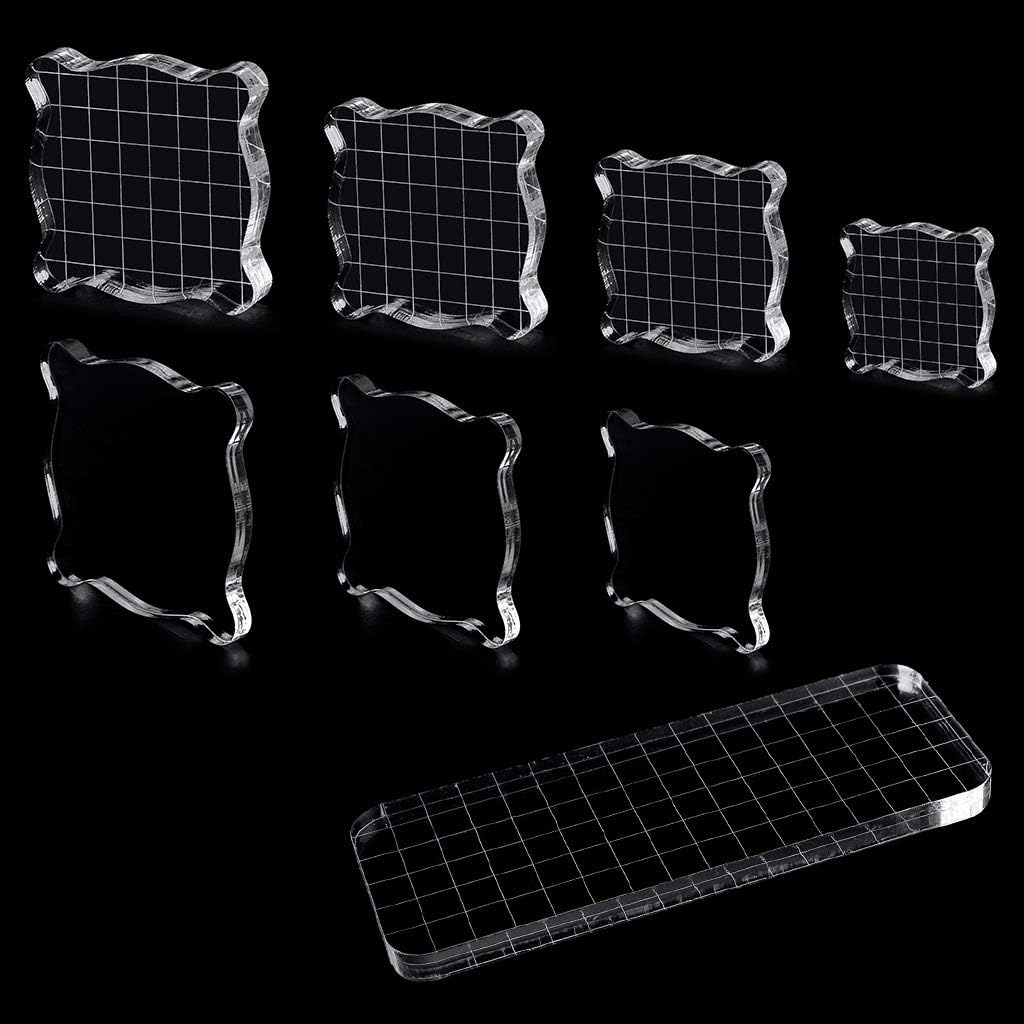 RingBuu Acrylic Clear Stamping Block Grid and Grip Scrapbook Craft Making Essential Tool (5#)