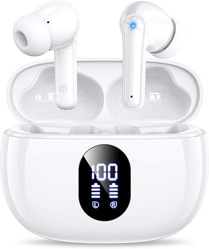 ZZU Wireless Earbuds Bass Stereo Headphones Bluetooth 5.3 Ear Buds, 48H Playtime