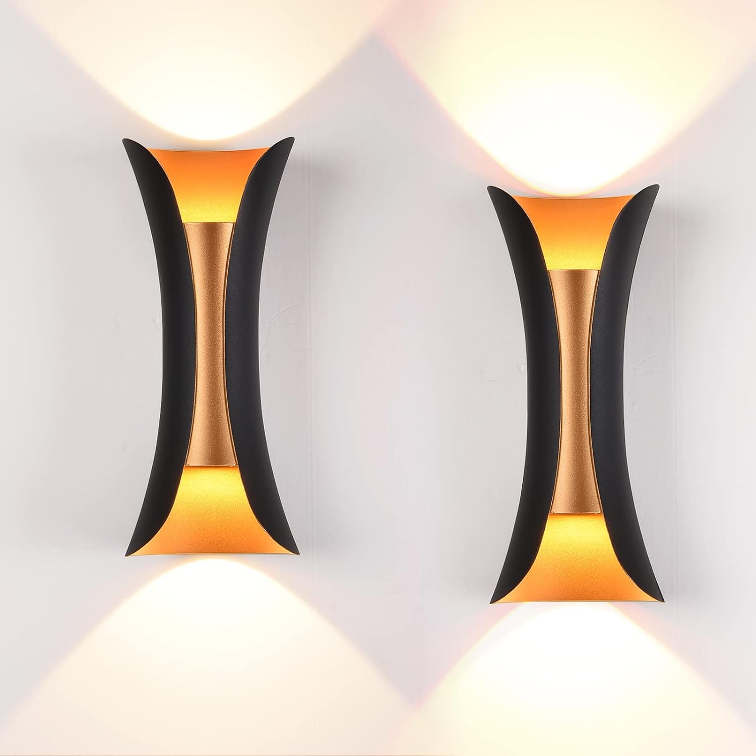 Outdoor Wall Light 20W LED Modern Exterior Light Fixture Black Aluminum Outdoor Sconces Wall Lighting Waterproof for Porch Patio Garage 2 Pack