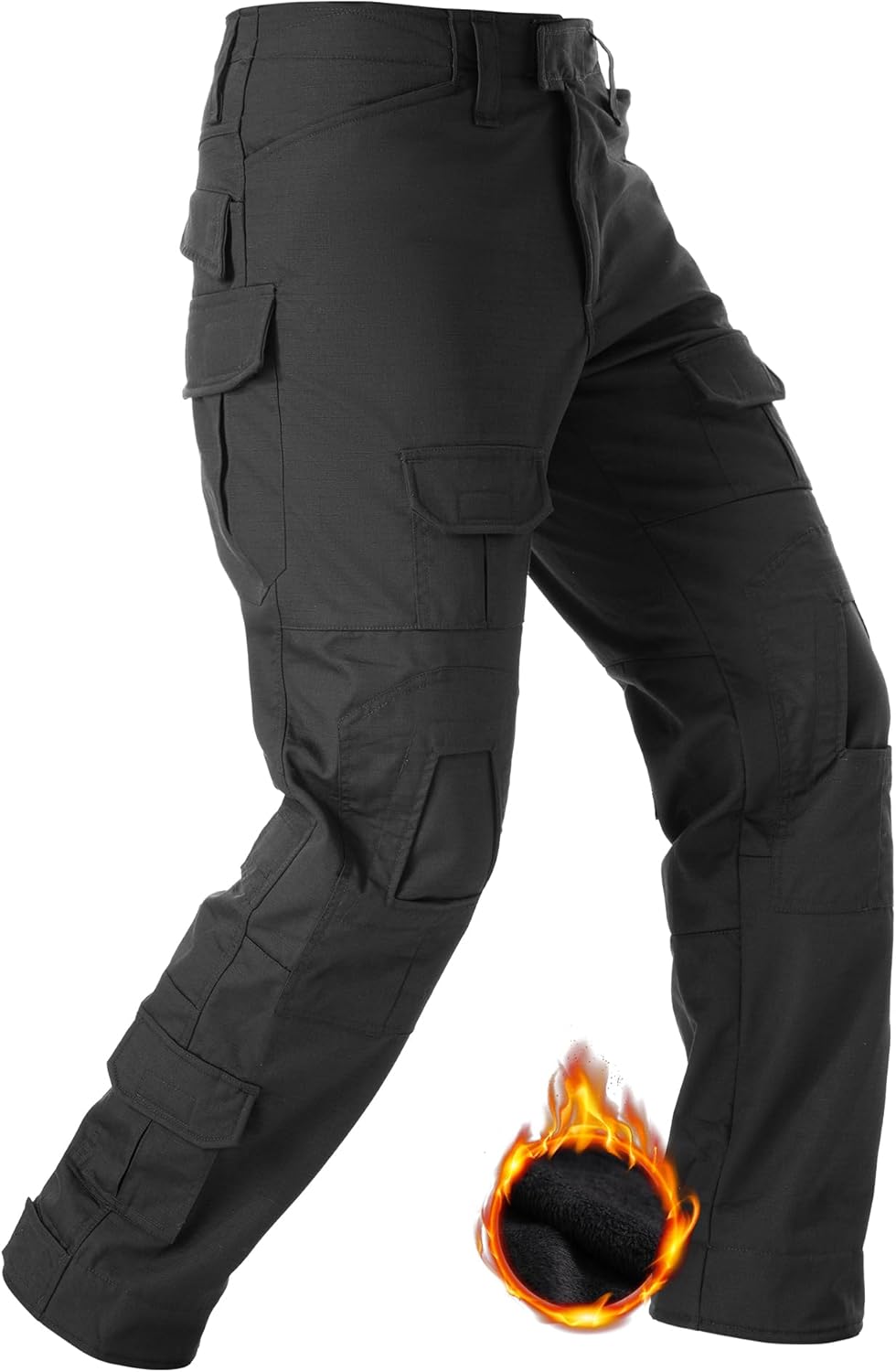 Pantalon En Jeans Doublé Polaire - INSFITY - Homme - Coupe Droite - Noir Gris Noir Gris - Prêt-à-Porter