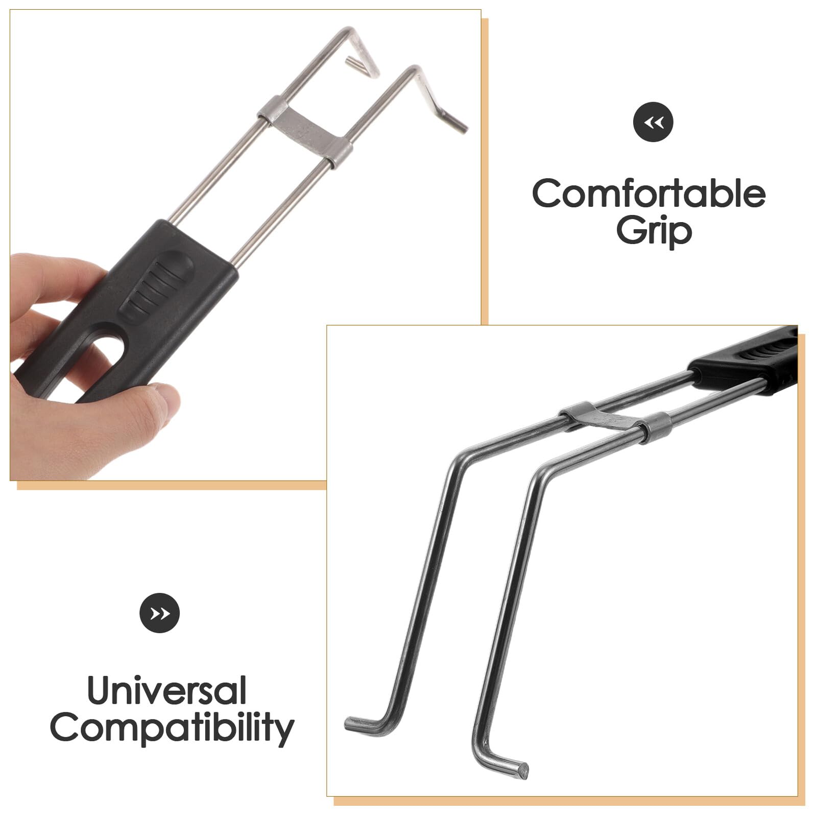 COLLBATH Mango Desmontable para Cesta de Freír 2 Piezas, Agarre Resistente al Calor de Acero Inoxidable, Compatible Freidoras al Aire Libre y Parrillas, Accesorio para Cocina y