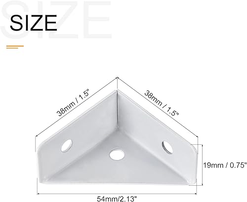 Miniatura 2 de uxcell 4 soportes de esquina angulares de 1.496 pulgadas x 1.496 pulgadas, soportes de acero laminado en frío con tornillos para borde de escritorio
