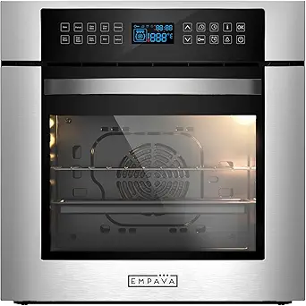 Empava 24" Electric Single Wall Oven Under Counter Built-in Wall Oven with 10 Cooking Functions, in stainless steel
