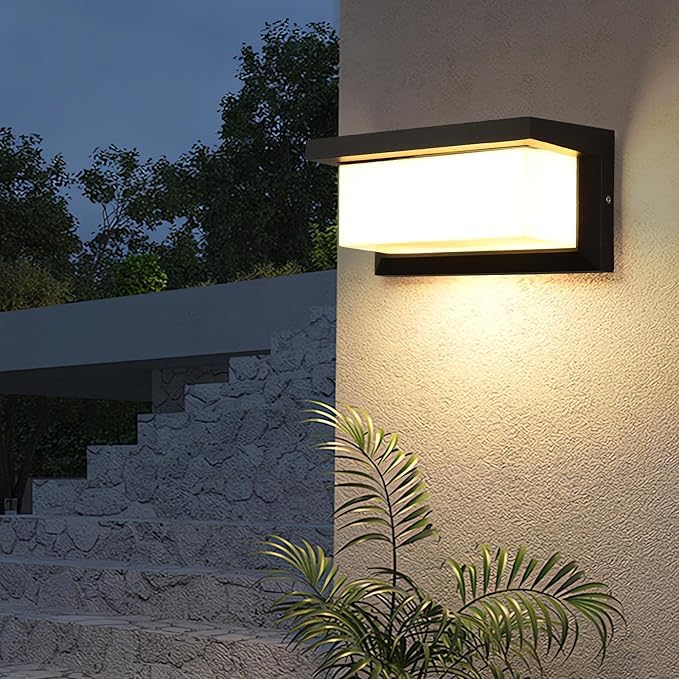 Modern Outdoor Wall Lights, 3200K Warm White Black Wall Sconce Ip65 Waterproof Outdoor Light Fixtures Wall Mount Outside Lights for House, Garden, Front, Bathroom & Garage
