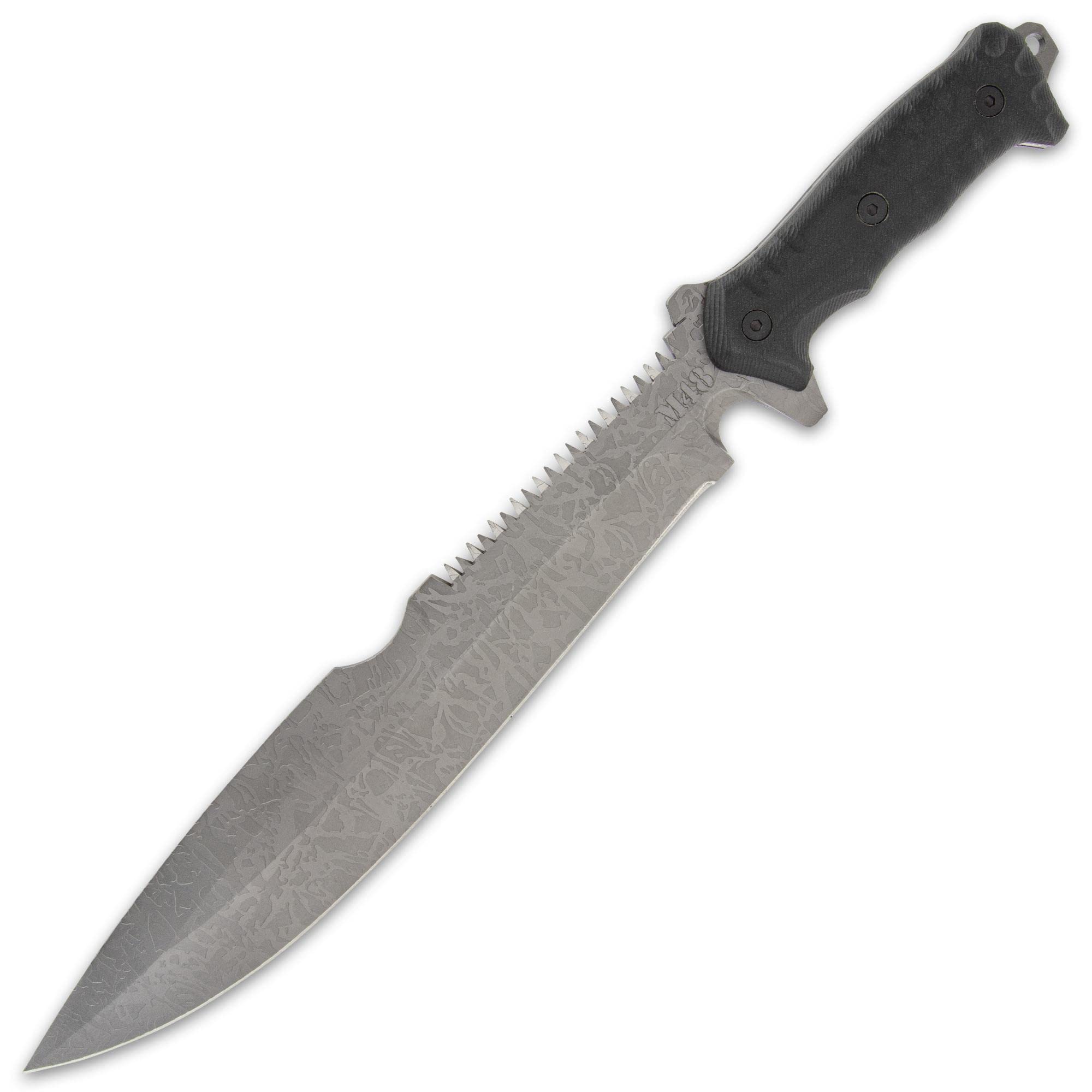 Combat Machete Gen II and Sheath - Stainless Steel Blade, Titanium Electroplated Finish, TPU Handle - Length 17 3/4”