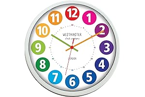 Colorful Clock for Classroom: Always Home Quartz Wall Clock for Kids