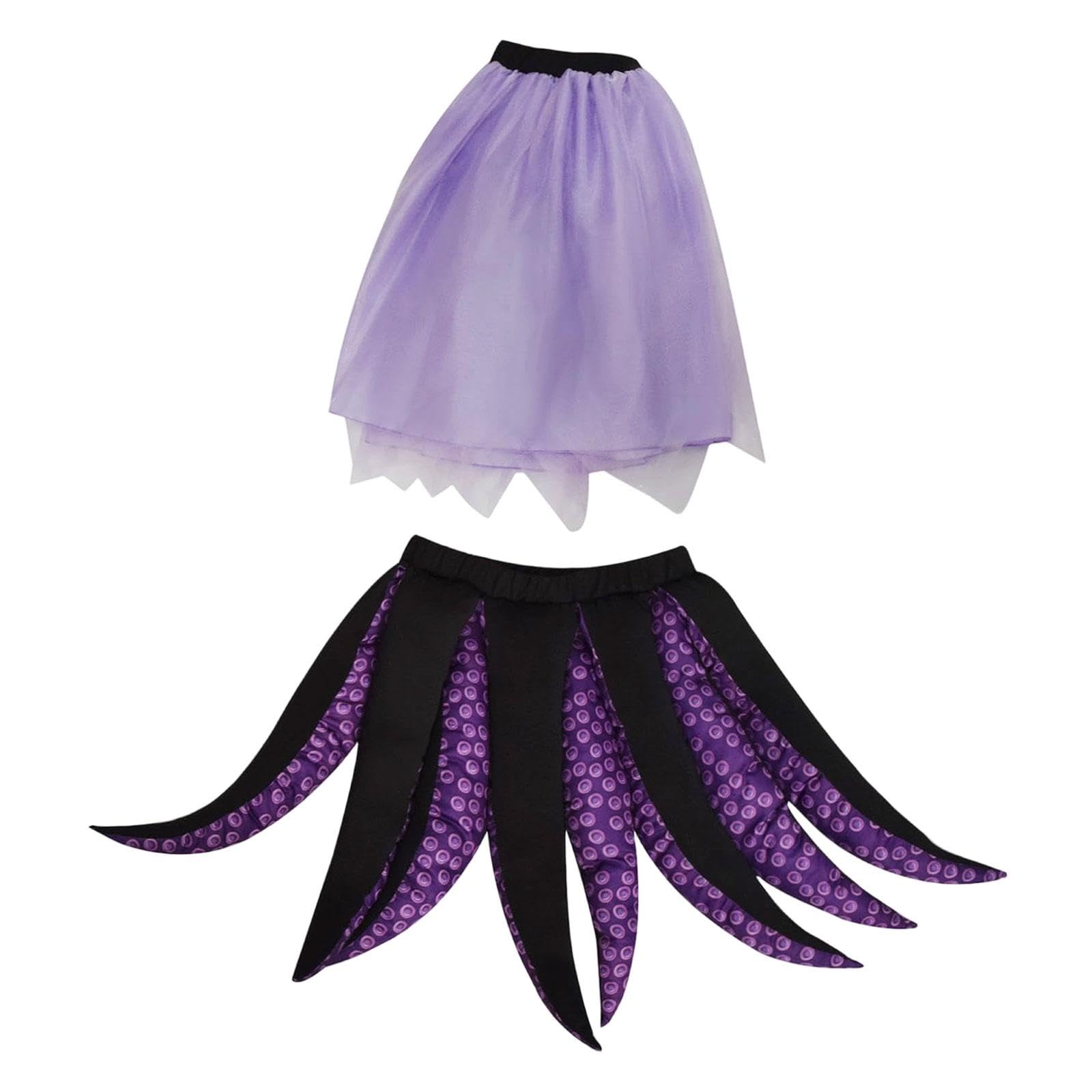 Perfeclan Women Costume Women's Ursula Skirt Women's Halloween Sea Costume Purple Octopus Cosplay Dress Black Purple Tentacle Skirt for Halloween Themed Parties Carnival Stage Show Props, L