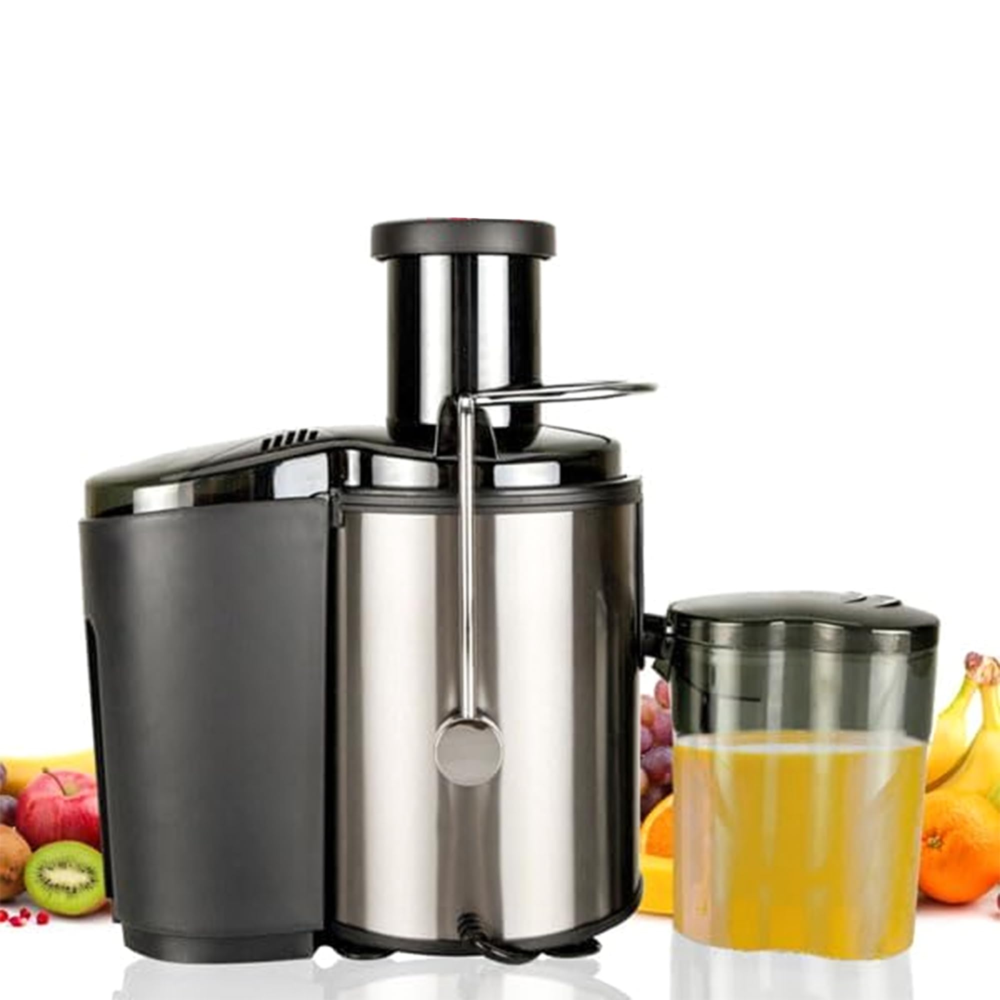 Juicer Machine 3 Inch Wide Feed Chute Centrifugal Juicer for Whole Fruits and Vegetables Easy to Clean Silver