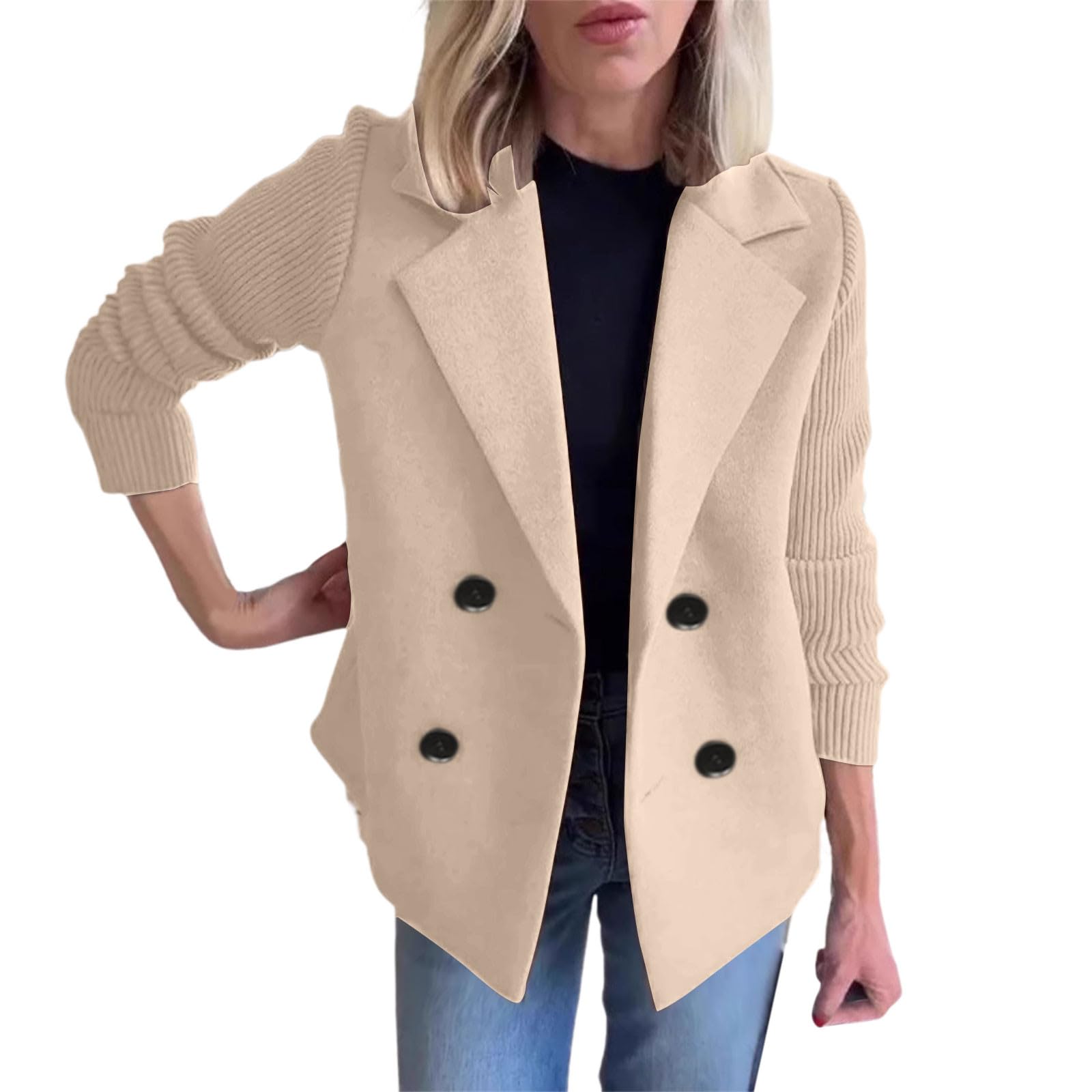 Piumino Donna Cappotto Aperto con Bottoni in Tinta Unita da Donna, Primavera 2025, Cappotto da Lavoro Festa
