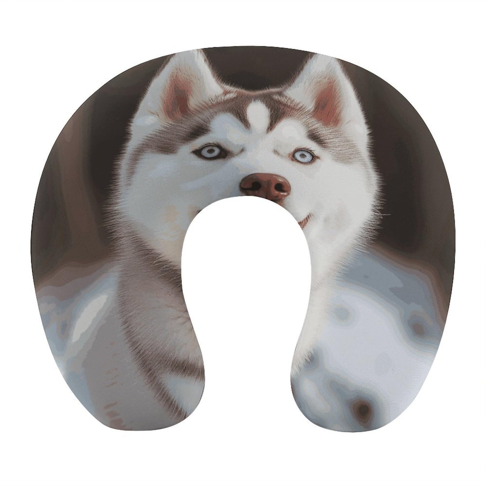 Btcowzrv Style Husky Piquant Dog U Shaped Neck Pillow Travel Pillows