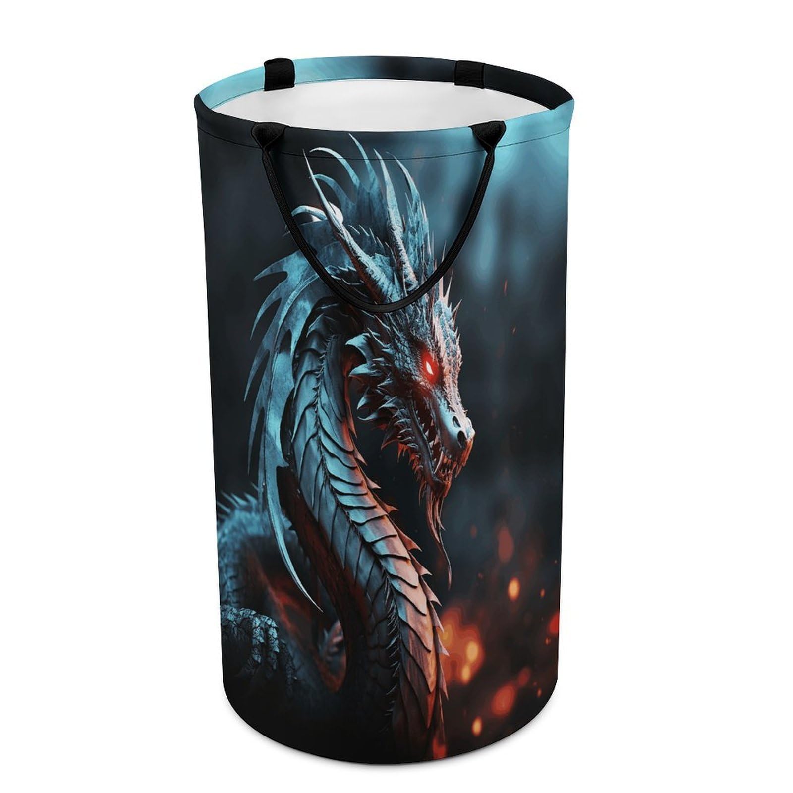 Dragon Laundry Basket Large Foldable Laundry Hamper with Handles Freestanding Collapsible Clothes Basket Waterproof Portable Dirty Clothes Hamper for Bathroom 86L
