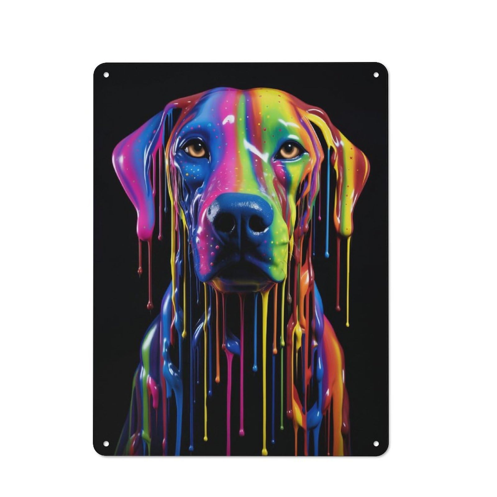 Junmoney Rainbow Dog Metal Plaque 40X30cm With For Garage Wall, Vintage Decor, For Vintage Wall Decor Fans, For Metal Sign Collectors