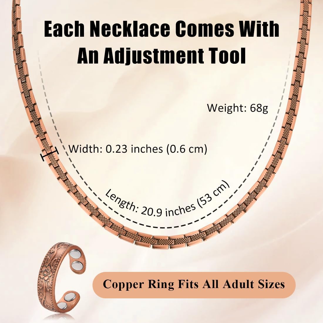 Vicmag Copper Magnetic Necklace for Women Men - Ultra Strength Magnets-99.9% Solid Pure Copper Ring Necklace for Neck Gift - Image 5