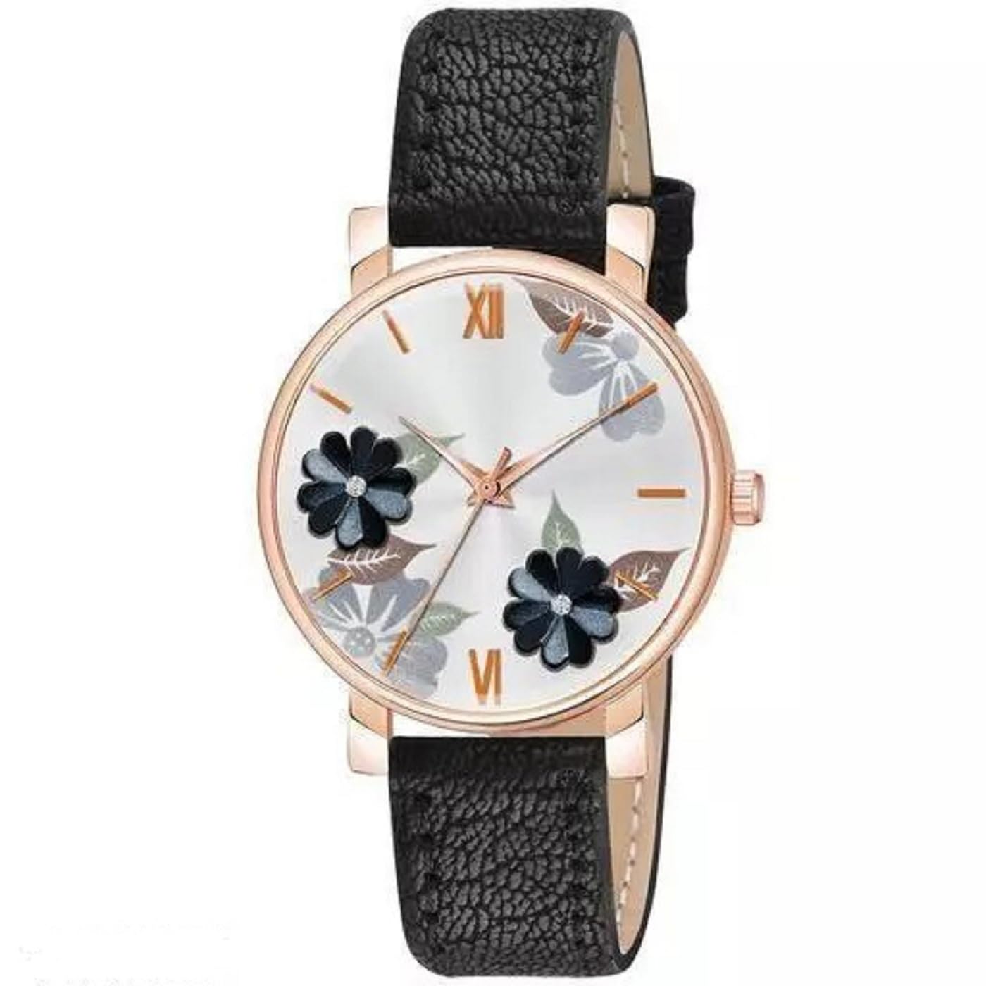 Red Robin Alluring Analogue White Flower Dial Black Leather Strap Graceful Stylish Wrist Watch for Women and Girls, Pack of 1 - FSL (Black) (B0C8JH4H2V) Amazon Price History, Amazon Price Tracker