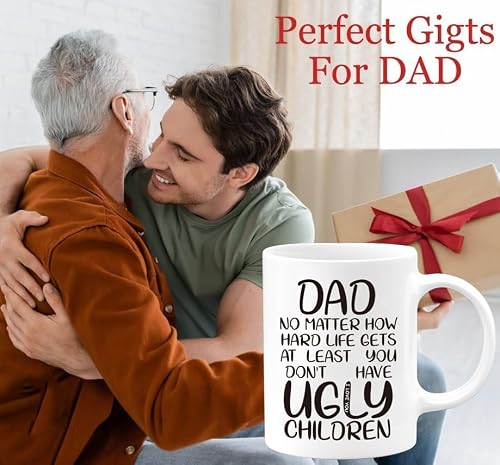 AMRIU Fathers Day Dad Gifts, Dad At Least You Don'T Have Ugly Children Coffee Mug, Father's Day Mugs From Kids, Fathers Day Gift For Dads From Daughter, Son, Funny Gift For Dads Who Have Everything
