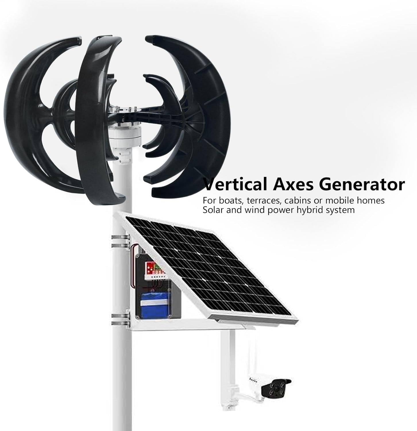 Kit generatore Eolico Verticale - Turbina trifase a Magnete Permanente 12V/24V per progetti solari Fai da Te, Strumento scientifico educativo, Nero - Ideale per Gli Appassionati di Energie r