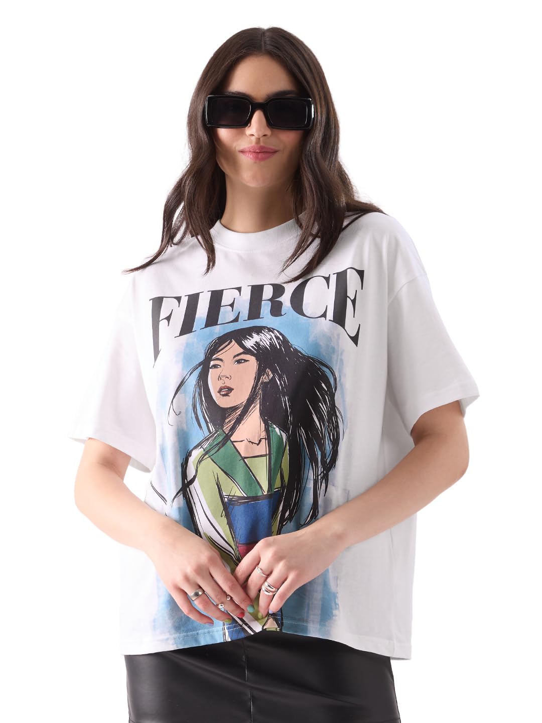 The Souled Store Mulan: Fierce Womens Oversized Fit Graphic Printed Half Sleeve Cotton White Women Oversized T-Shirts - Review, Price and Buying Guide
