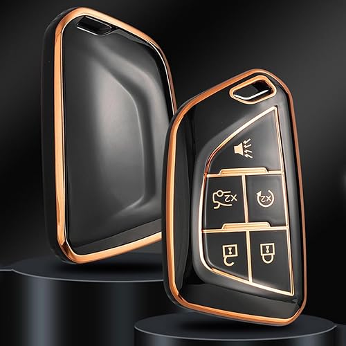 Miniatura 9 de ontto Llavero de coche para Cadillac 2020 en adelante, elegante funda inteligente para llave remota, bolsa de TPU suave para llaves Escalade CT4 CT5