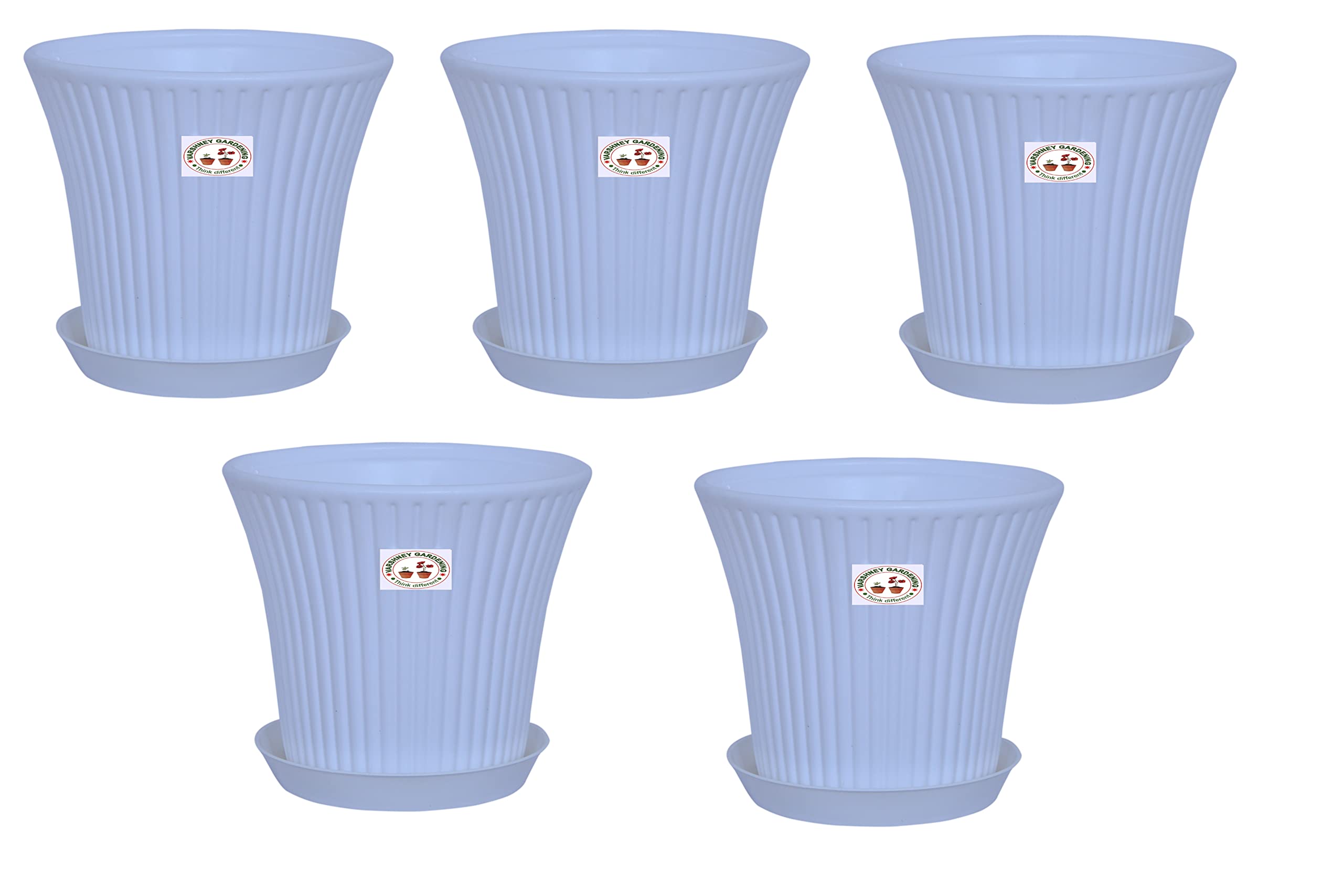 Varshney Gardening 12 Inch Sunrise Flower Planters Fancy Modren Design Plant for Flower with White Color Bottom Plates - Pack of 5PCS (B0BW737LSZ) Amazon Price History, Amazon Price Tracker