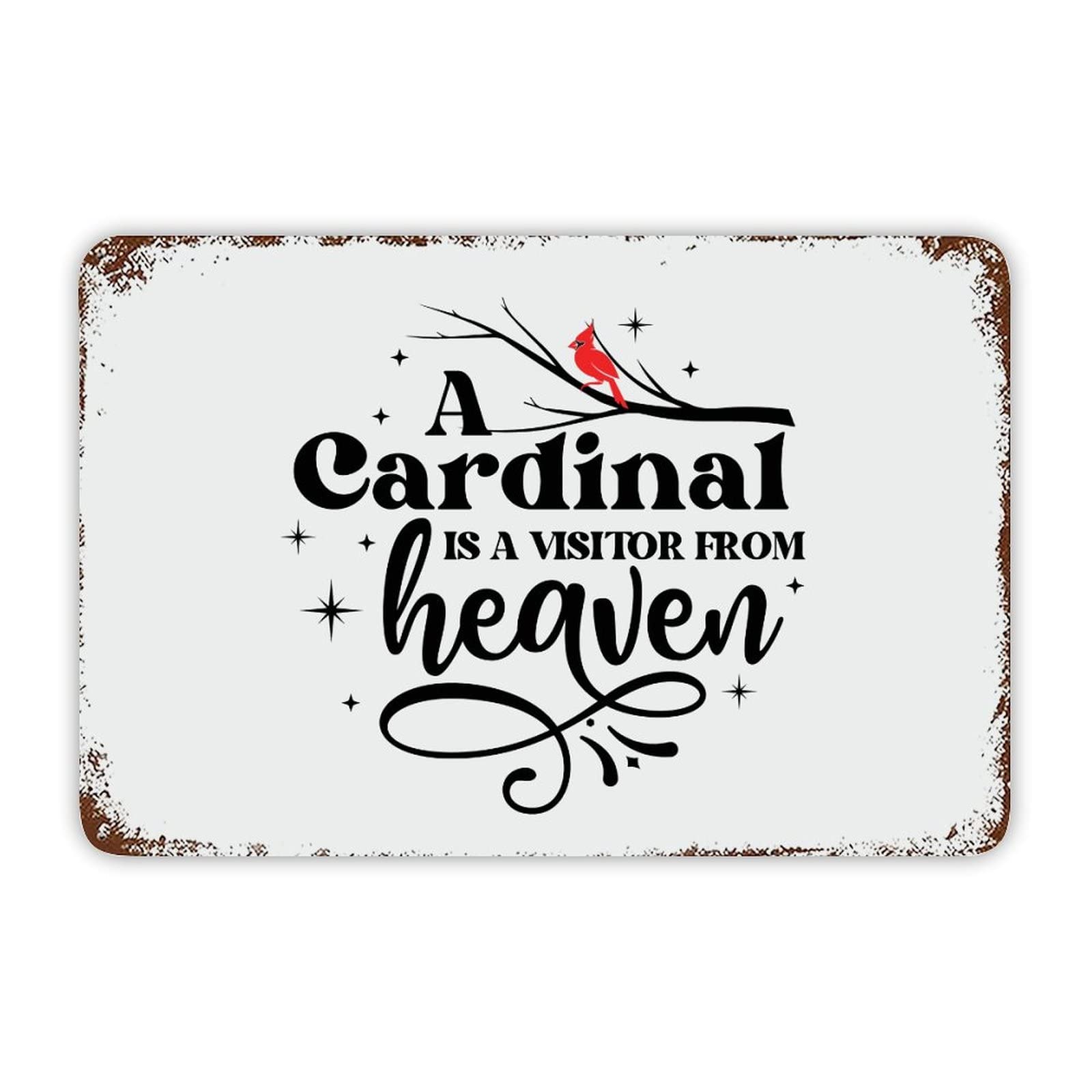 ENEDNATE Christmas Metal Sign,A Red Bird is A Visitor from Heaven Vintage Farmhouse Decorative Aluminum Tin Metal Signs with Saying for Living Room Bedroom Home Decor Print Poster Wall Art 8x12 Inch