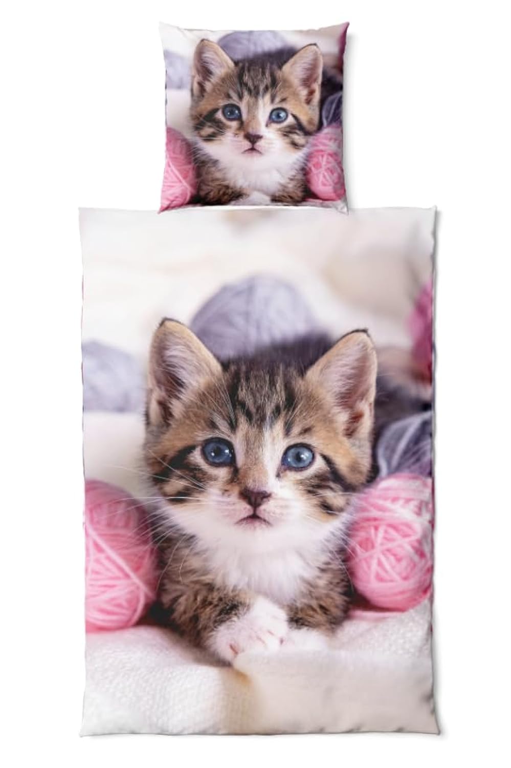 Housse de couette Bébé Chat en microfibre anti-plis et facile à laver